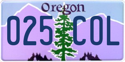 OR license plate 025COL