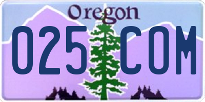 OR license plate 025COM