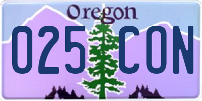 OR license plate 025CON