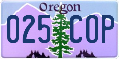 OR license plate 025COP