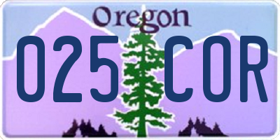 OR license plate 025COR