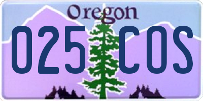 OR license plate 025COS