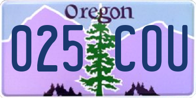 OR license plate 025COU