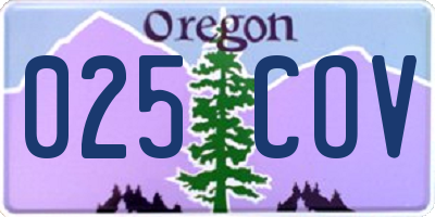 OR license plate 025COV