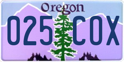 OR license plate 025COX