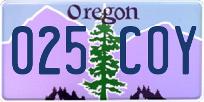 OR license plate 025COY