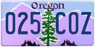 OR license plate 025COZ