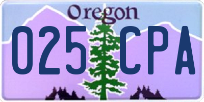 OR license plate 025CPA
