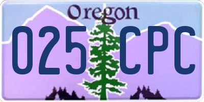 OR license plate 025CPC