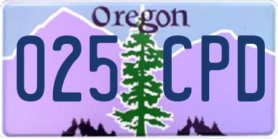 OR license plate 025CPD