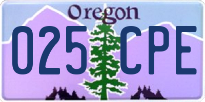 OR license plate 025CPE
