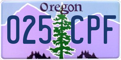 OR license plate 025CPF