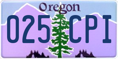 OR license plate 025CPI