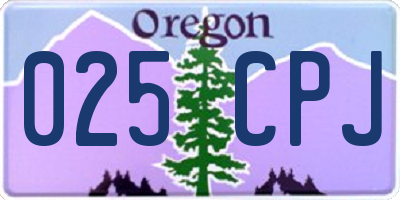 OR license plate 025CPJ