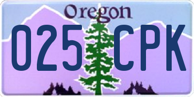 OR license plate 025CPK