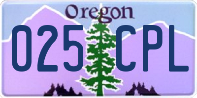 OR license plate 025CPL