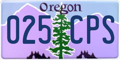 OR license plate 025CPS