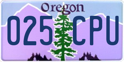 OR license plate 025CPU