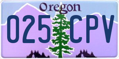 OR license plate 025CPV