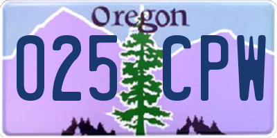 OR license plate 025CPW