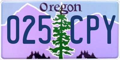 OR license plate 025CPY