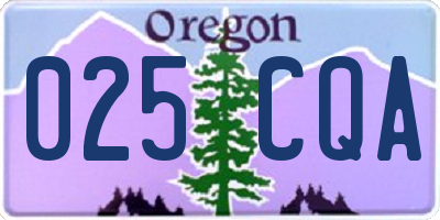 OR license plate 025CQA