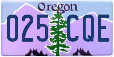 OR license plate 025CQE