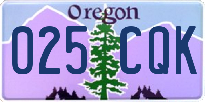 OR license plate 025CQK