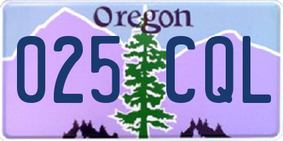 OR license plate 025CQL