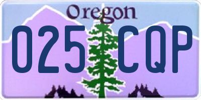 OR license plate 025CQP