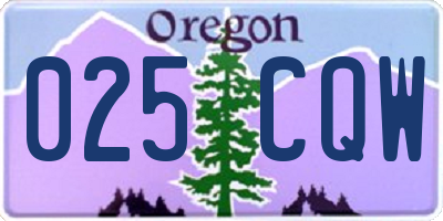 OR license plate 025CQW