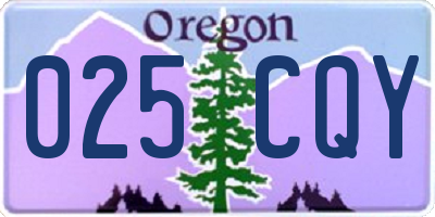 OR license plate 025CQY