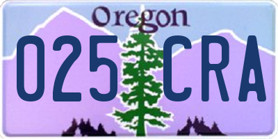 OR license plate 025CRA