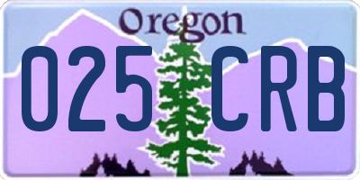 OR license plate 025CRB