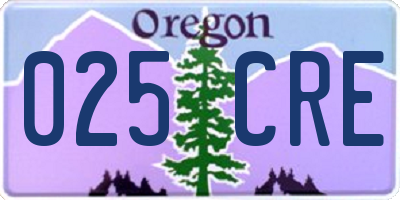 OR license plate 025CRE