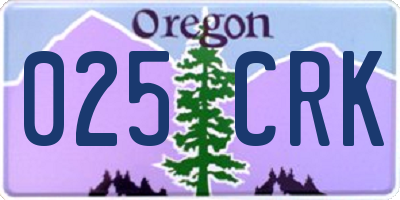 OR license plate 025CRK