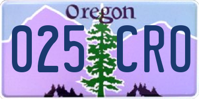 OR license plate 025CRO