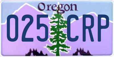 OR license plate 025CRP