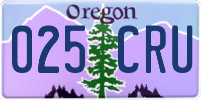 OR license plate 025CRU