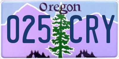 OR license plate 025CRY