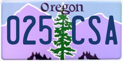 OR license plate 025CSA