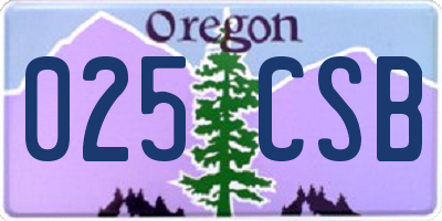OR license plate 025CSB