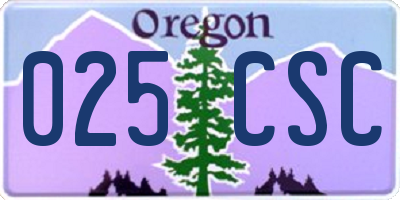 OR license plate 025CSC