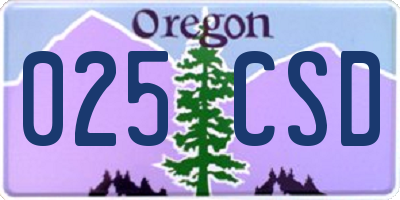 OR license plate 025CSD