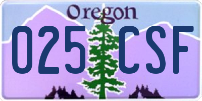 OR license plate 025CSF