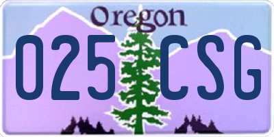OR license plate 025CSG