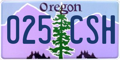 OR license plate 025CSH