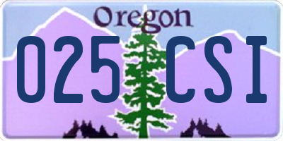 OR license plate 025CSI