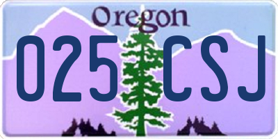 OR license plate 025CSJ