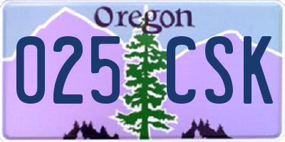 OR license plate 025CSK